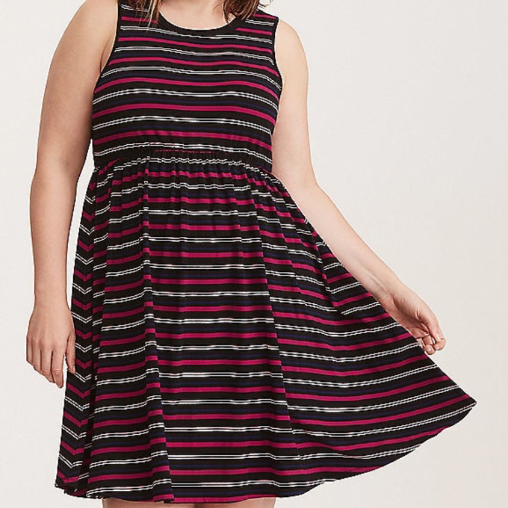 Torrid Striped Open Back Skater Dress